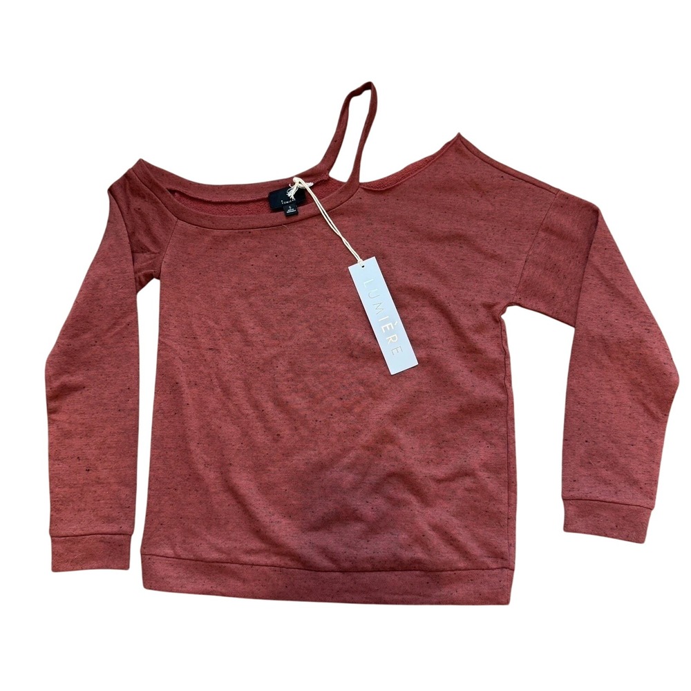 Lumiere Rust Red One-Shoulder Sweatshirt